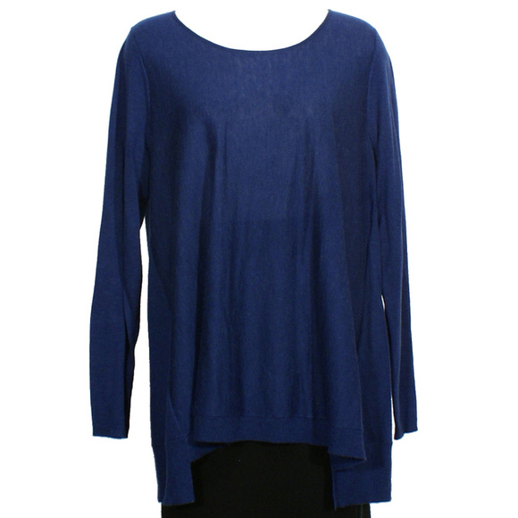 Blue Fine Tencel Alpaca Wool A-line Sweater PL